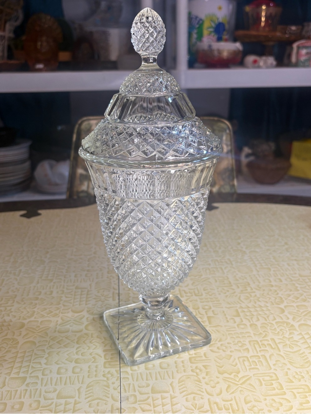 Vintage Cut Crystal Covered Compote - Clear Glass